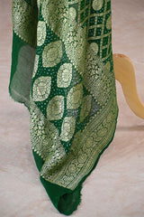 Green Georgette Bandhani Gharchola Dupatta