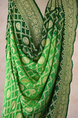 Green Georgette Bandhani Gharchola Dupatta