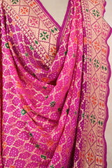 Rani Pink Georgette Kutch Bandhani Dupatta