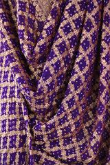Purple Georgette Bandhani Dupatta with Gold Zari Criss-Cross