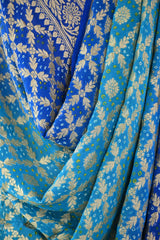 Shaded Blue Georgette Bandhani Dupatta