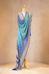 Shaded Blue Georgette Bandhani Dupatta