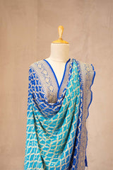Shaded Blue Georgette Bandhani Dupatta