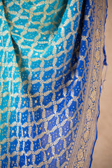 Shaded Blue Georgette Bandhani Dupatta