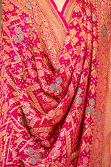 Magenta Pink Georgette Khaddi Silk Bandhani Dupatta