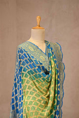 Shaded Blue and Green Georgette Bandhani Dupatta