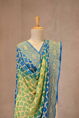 Shaded Blue and Green Georgette Bandhani Dupatta