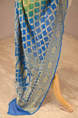 Shaded Blue and Green Georgette Bandhani Dupatta