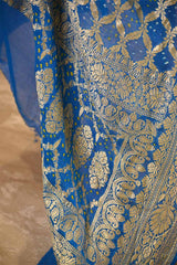Shaded Blue and Green Georgette Bandhani Dupatta