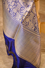 Blue Katan Silk Banarasi Dupatta with Pichwai Jaal Work
