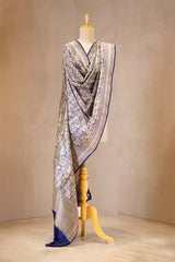 Blue Katan Silk Banarasi Dupatta with Pichwai Jaal Work