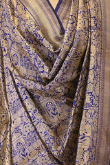 Blue Katan Silk Banarasi Dupatta with Pichwai Jaal Work