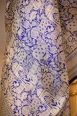 Blue Katan Silk Banarasi Dupatta with Pichwai Jaal Work