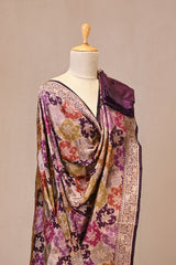 Wine Rangkat Banarasi Katan Silk Dupatta with Floral Jaal