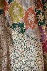 Green Rangkat Banarasi Katan Silk Dupatta with Floral Jaal