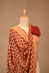 Maroon Georgette Dupatta with Bandhani & Zari Weave