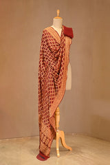 Maroon Georgette Dupatta with Bandhani & Zari Weave