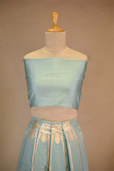 Powder Blue Bridal Lehenga With Intricate Floral Work