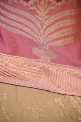Pink Banarasi Satin Silk Wedding Lehenga with Meenakari Detailing
