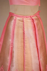 Pink Banarasi Satin Silk Wedding Lehenga with Meenakari Detailing