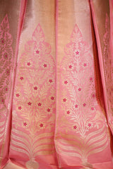 Pink Banarasi Satin Silk Wedding Lehenga with Meenakari Detailing