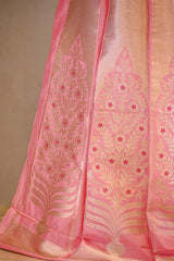 Pink Banarasi Satin Silk Wedding Lehenga with Meenakari Detailing