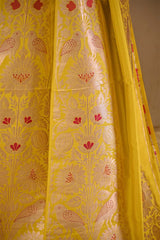 Yellow Wedding Lehenga with Floral Intricate Patterns
