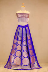 Bright Purple Banarasi Lehenga with Gold Zari Peacock Motifs