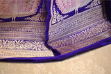Bright Purple Banarasi Lehenga with Gold Zari Peacock Motifs