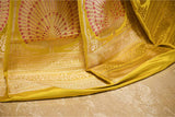 Yellow Banarasi Lehenga with Gold Zari Peacock Motifs