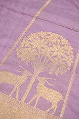 Lilac Banarasi Silk Wedding Lehenga with Shikargah Woven