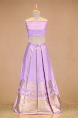 Lilac Banarasi Silk Wedding Lehenga with Shikargah Woven