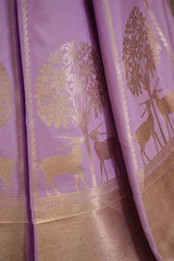 Lilac Banarasi Silk Wedding Lehenga with Shikargah Woven