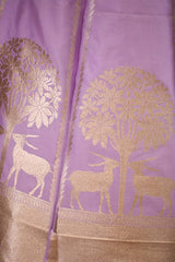 Lilac Banarasi Silk Wedding Lehenga with Shikargah Woven