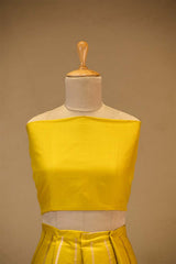 Yellow Banarasi Silk Wedding Lehenga with Shikargah Woven