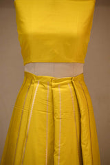 Yellow Banarasi Silk Wedding Lehenga with Shikargah Woven