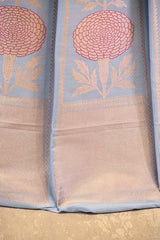 Powder Blue Banarasi Lehenga with Gold Zari Floral Motifs