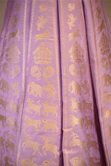 Lilac Banarasi Satin Silk Wedding Lehenga with Shikargah-Birds Motifs