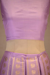 Lilac Banarasi Satin Silk Wedding Lehenga with Shikargah-Birds Motifs