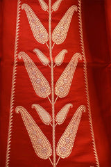 Red Satin Silk Bridal Lehenga with Gold and Silver Zari Paisley