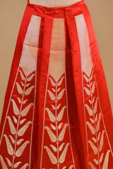 Red Satin Silk Bridal Lehenga with Gold and Silver Zari Paisley