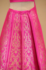 Rani Pink Banarasi Katan Silk Wedding Lehenga with Shikargah Floral Work
