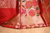 Red Banarasi Katan Silk Lehenga Choli with Paithani Work
