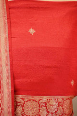 Red Banarasi Katan Silk Lehenga Choli with Paithani Work