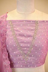 Mauve Organza Silk Bridal Lehenga with Floral Pakshi Applique Embellishments