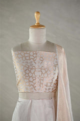 White Wedding Lehenga with Abstract Cheetah Brocade Weaving