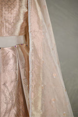 Golden Bridal Lehenga with Intricate Floral Brocade Work