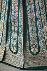 Rama Green Banarasi Bridal Lehenga with Gold Zari Work