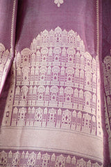 Mauve Tissue Silk Wedding Lehenga In Rajwada Style Design