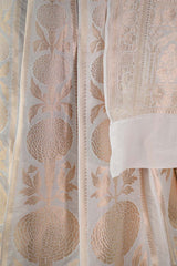 White Banarasi Lehenga with Gold Zari Floral Motifs